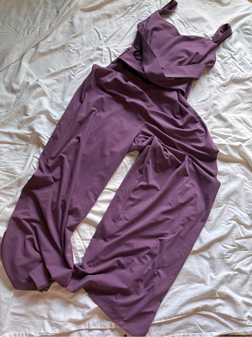 HALARA Sleeveless Wide-Leg Plum Jumpsuit
